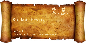 Ketter Ervin névjegykártya